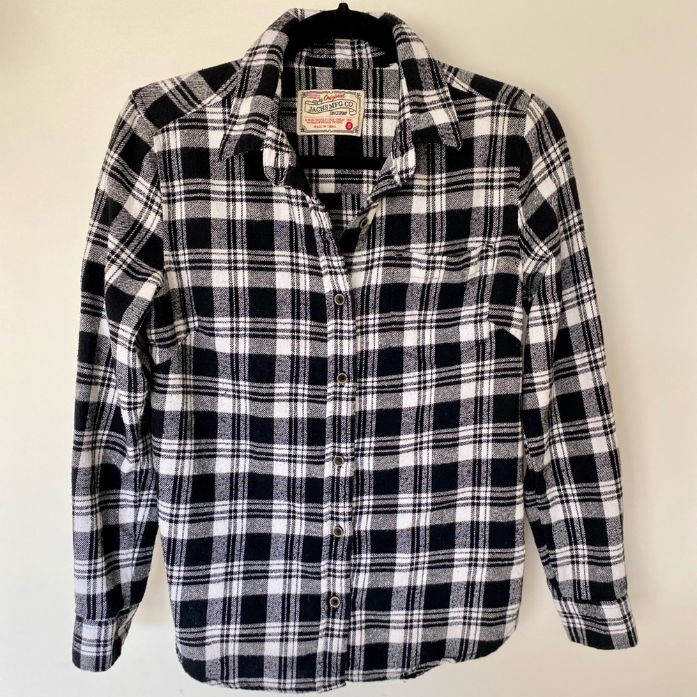 Jachs Black and White Plaid Button Down Shirt